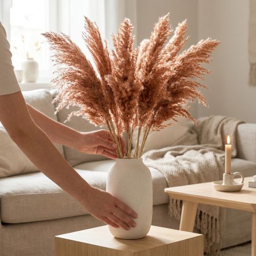 Dekorace z rákosu sušené meruňky 75 cm 10 ks Boho pampasová tráva | Floristik24.cz