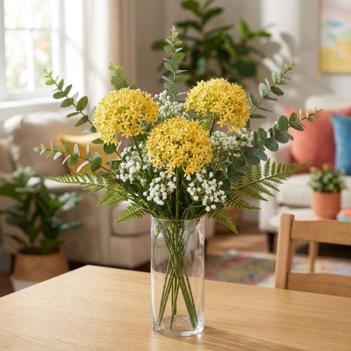 Okrasná cibule Wild Allium umělá žlutá 70cm 3 ks | Floristik24.cz