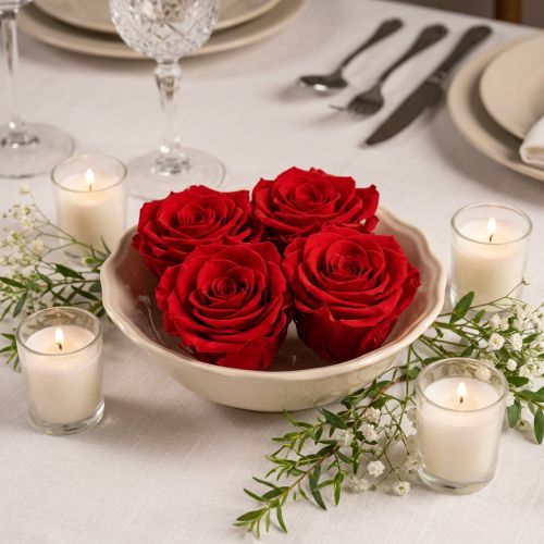 Pravé růžové hlávky Infinity Roses Red Premium Ø8,5cm 4 ks | Floristik24.cz
