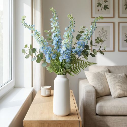 Umělý Larkspur Modrý Umělý květ Delphinium 130cm | Floristik24.cz