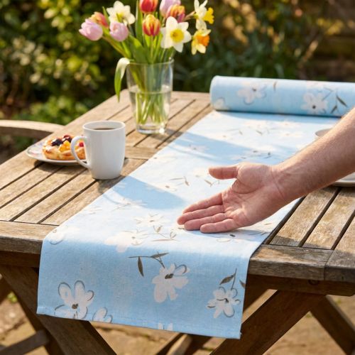 Dekorační látka květiny modré 30cm x 3m | Floristik24.cz