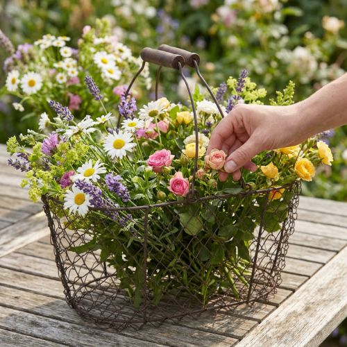 Drátěný koš ovál s uchem 27x16,5cm H13,5cm hnědý | Floristik24.cz