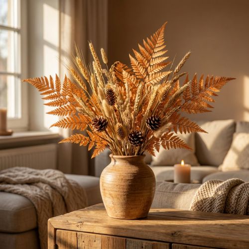 Dekorace z konzervované kapradiny oranžové 45 cm, 10 kusů, domácí dekorace, DIY | Floristik24.cz