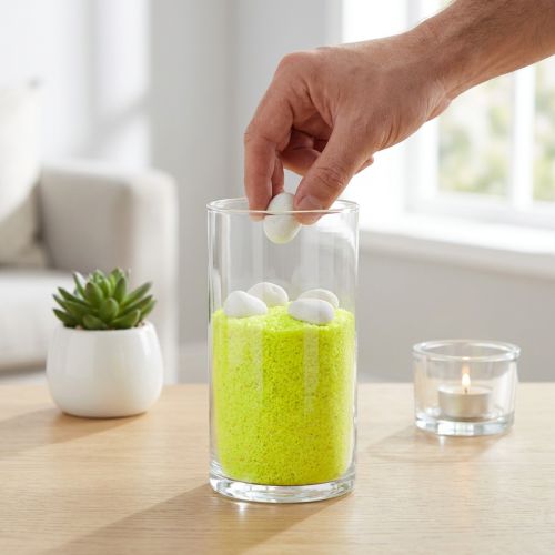 Dekorativní písek žlutý neonově barevný písek 0,5 mm písek neonově žlutý 1kg | Floristik24.cz