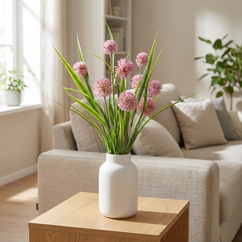 Umělé květiny koule květina allium okrasná cibule umělá růžová 45cm | Floristik24.cz