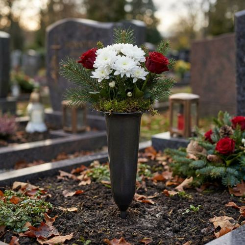 Náhrobní váza antracit 28,5 cm | Floristik24.cz