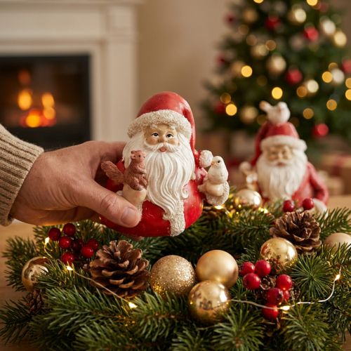 Vánoční figurky Santa Claus se zvířátky 10x7x9cm 2ks | Floristik24.cz