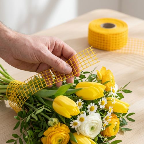 Síťovaná páska 4,5cm x 10m žlutá | Floristik24.cz