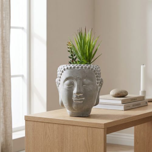 Umělý sukulentní květináč Buddha Ø12cm V25cm | Floristik24.cz