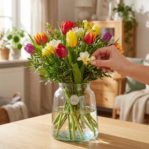 Váza na květiny skleněná váza z čirého skla stolní dekorace Ø18cm V22cm | Floristik24.cz