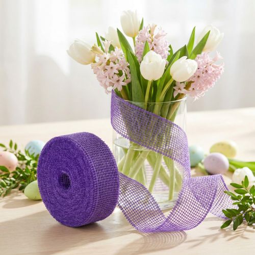 Fialová jutová stuha, šířka 5 cm, délka 40 m | Floristik24.cz