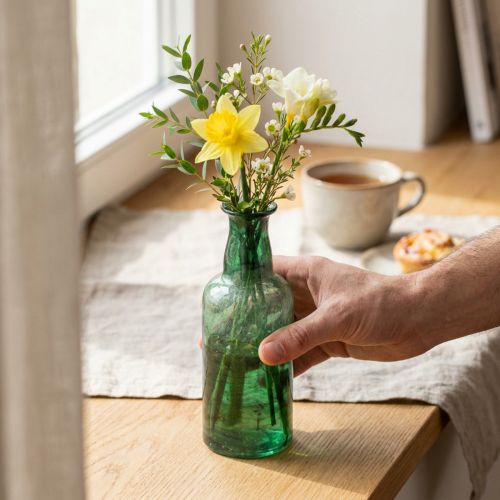Miniváza skleněná láhev váza váza na květiny zelená Ø6cm H17cm | Floristik24.cz