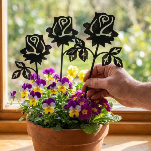 Kovová zátka růžová stříbrnošedá, bílý praný kov 20cm × 11,5cm 8 ks | Floristik24.cz