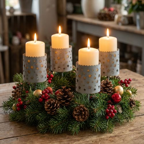 položky Svícen na nalepení adventního věnce Ø6,5cm V14cm 4 ks