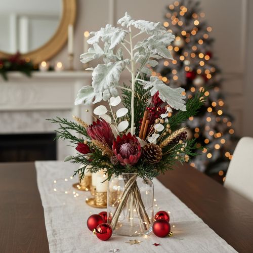 Umělá větvička Senecio, stříbrný list, starček, detailní, 45 cm, 3 kusy | Floristik24.cz