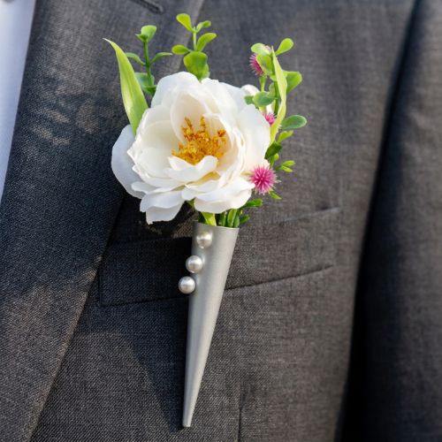 Svatební jehlice s magnetem, matná stříbrná 7cm | Floristik24.cz