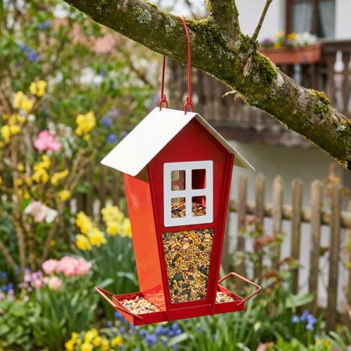 Krmítko pro ptáčky Červené a bílé závěsné krmítko pro ptáčky V21cm | Floristik24.cz