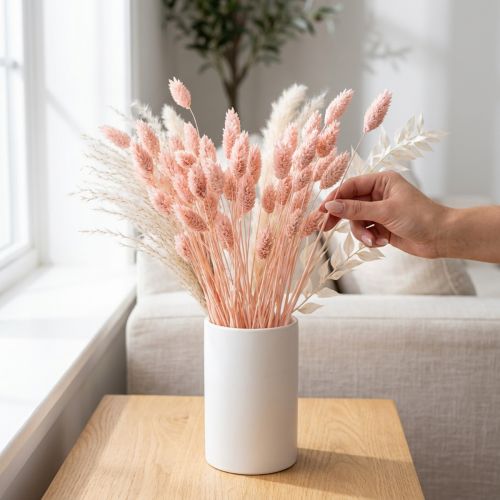 Phalaris růžová lesklá tráva sušená suchá dekorace 65cm 60g | Floristik24.cz
