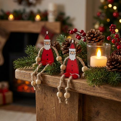 Figurka Santa Clause sedící 6,5cm červená 12ks | Floristik24.cz