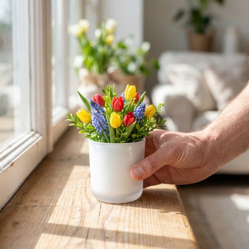 Skleněný hrnec Ø7,8cm V8cm bílý | Floristik24.cz