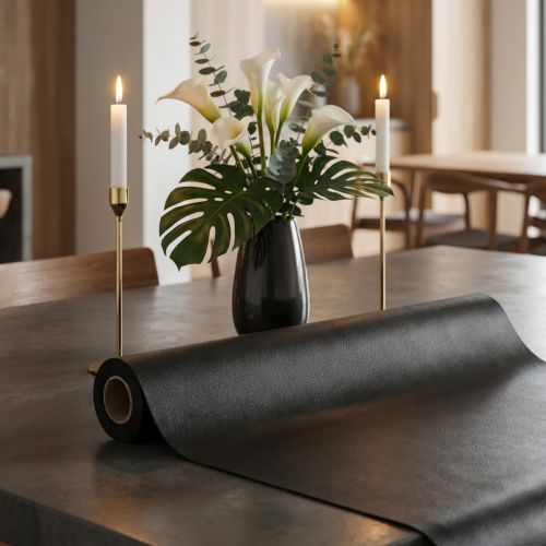 Umělá kůže černá dekorační látka černá kůže 33cm×1,35m | Floristik24.cz