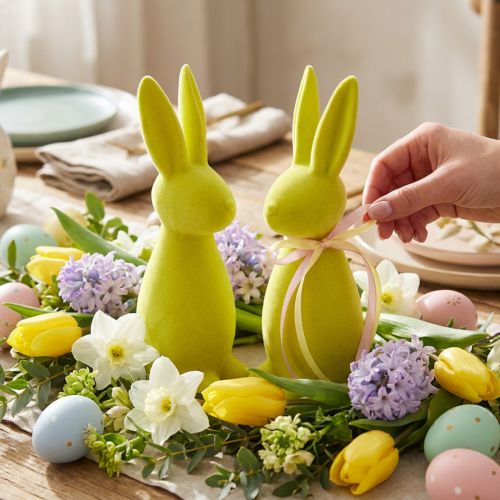 položky Flocked Easter Bunnies Žlutozelení – 2. volba – 8×10×29cm 2 ks