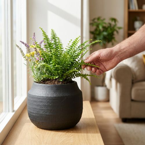 Květináč černý keramický květináč Ø23cm H19,5cm | Floristik24.cz