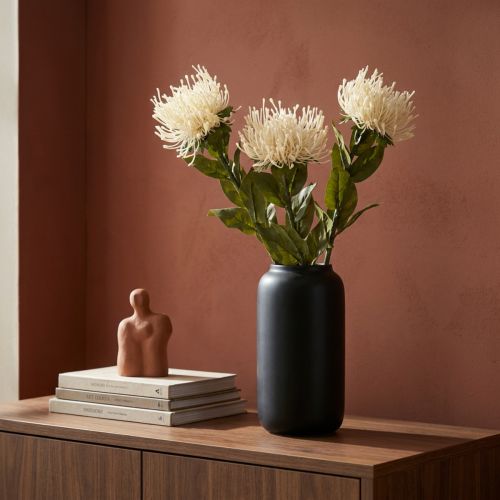 Špendlíkový polštářek umělé květiny exotické Protea Leucospermum krém 73cm 3ks | Floristik24.cz