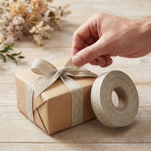 položky Ozdobná stuha Nature Basic lněná stuha různé barvy 25mm 20m