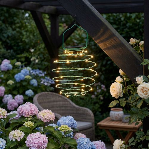 Solární zahradní světle zelená 22 cm s 25 LED teplou bílou | Floristik24.cz
