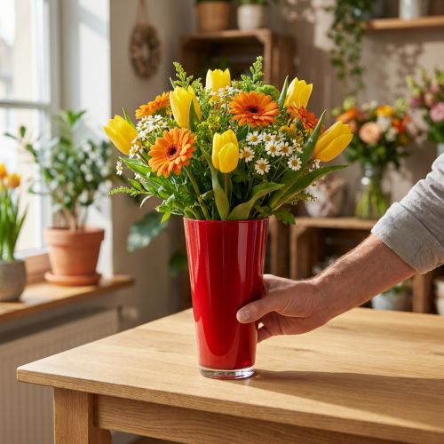 položky Váza “Fizzy” Ø13,5cm V20cm červená 1 ks