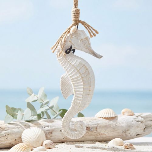položky Dekorace Mořský koník na zavěšení White Wash 27cm
