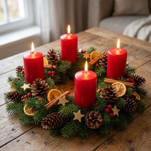 Adventní svíčky červené, malé staré červené 70/50mm 24 ks | Floristik24.cz