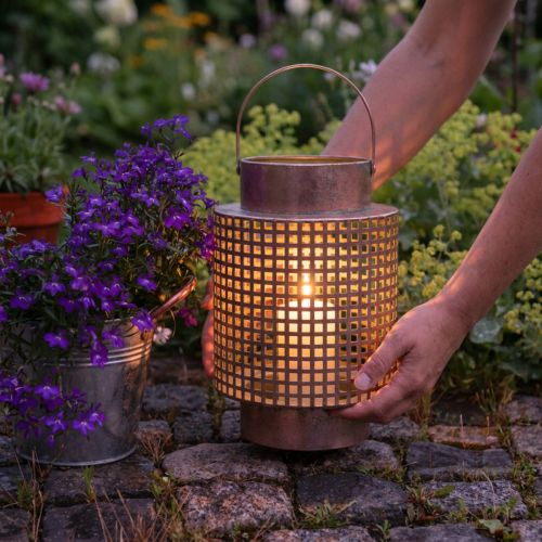 Ozdobná lucerna kovová s růží Ø18cm V29cm | Floristik24.cz