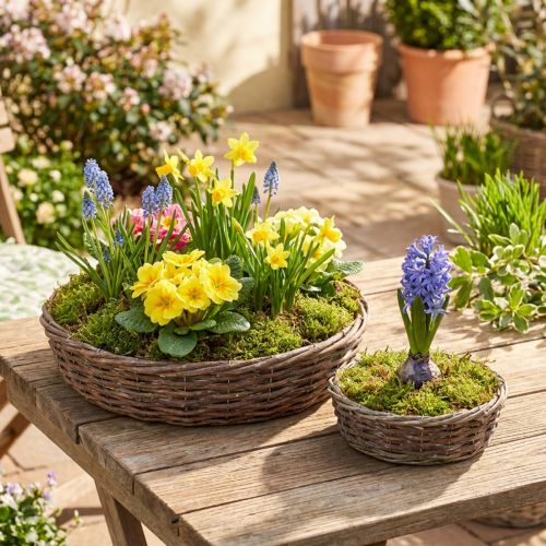 Sázecí kroužek, miska na sázení, dřevo, přírodní šedá, Ø30/35 cm, sada 2 kusů. | Floristik24.cz