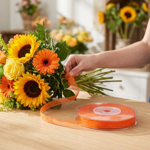 Organzová stuha dárková stuha oranžová stuha krajová 6mm 50m | Floristik24.cz