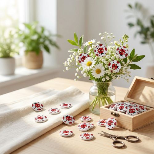 Dřevěné knoflíky s motivem berušky Ø1,8cm 270p | Floristik24.cz