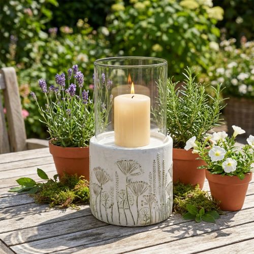Svícen skleněná lucerna s podstavcem Ø17cm V32cm | Floristik24.cz
