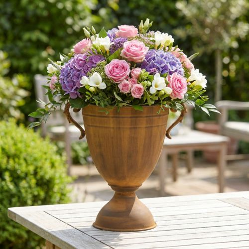 položky Kovová nádoba na květináč s rzí víkem Ø22,5 cm V32,5 cm