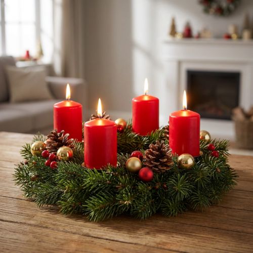 Pilířové svíčky červené Adventní svíčky svíčky červené 70/50mm 24 ks | Floristik24.cz