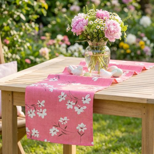 Dekorační látkové květy růžové 30cm x 3m | Floristik24.cz