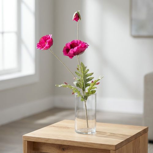 Umělé máky dekorativní hedvábné květy růžové 70cm | Floristik24.cz
