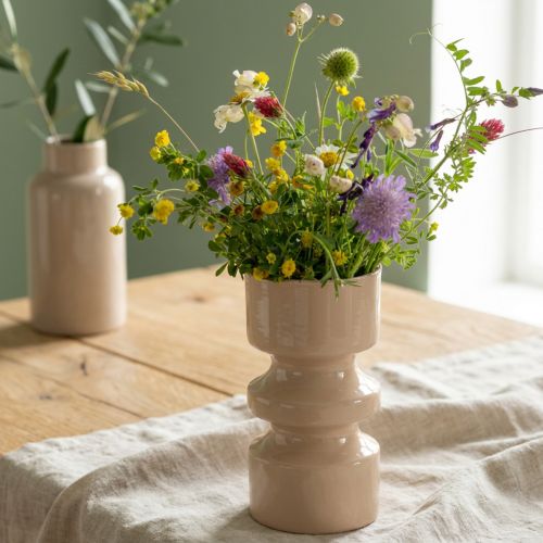 Kovová květinová váza cappuccino hnědá smaltovaná Ø9cm V17,5cm | Floristik24.cz