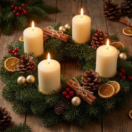 Pilířové svíčky krémové Adventní svíčky malé 70/50mm 24 ks | Floristik24.cz