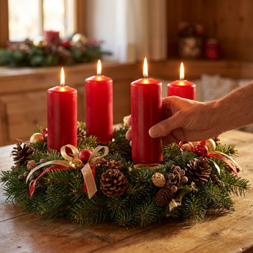 Sloupkové svíčky červené Adventní svíčky staré červené 200/50mm 24ks | Floristik24.cz