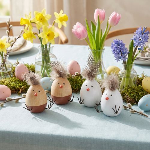 položky Easter Chick Chick Easter Egg Feathers White Natural H9cm 4 ks