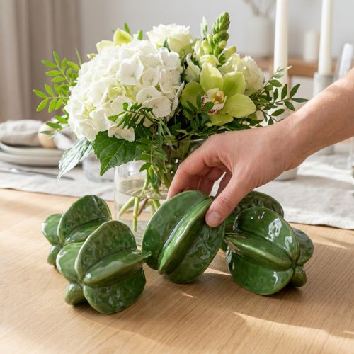 Keramická dekorace karambola karambola 10 cm zelená sada 3 kusů | Floristik24.cz