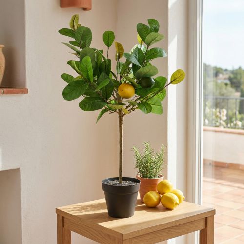 Umělý citroník v květináči, středomořský nádech, umělá rostlina nenáročná na péči, dekorativní citrusový strom, výška 57 cm | Floristik24.cz