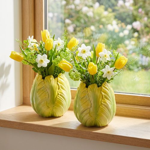 položky Váza na květiny s výrazným motivem tulipánů. Ideální do obývacího pokoje. 16 cm, 2 kusy.