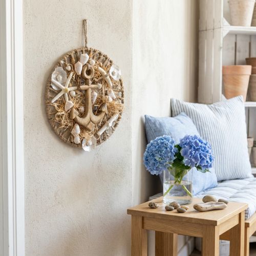 Námořní nástěnná dekorace DIY krabička ozdobný kroužek kotva Ø38cm | Floristik24.cz